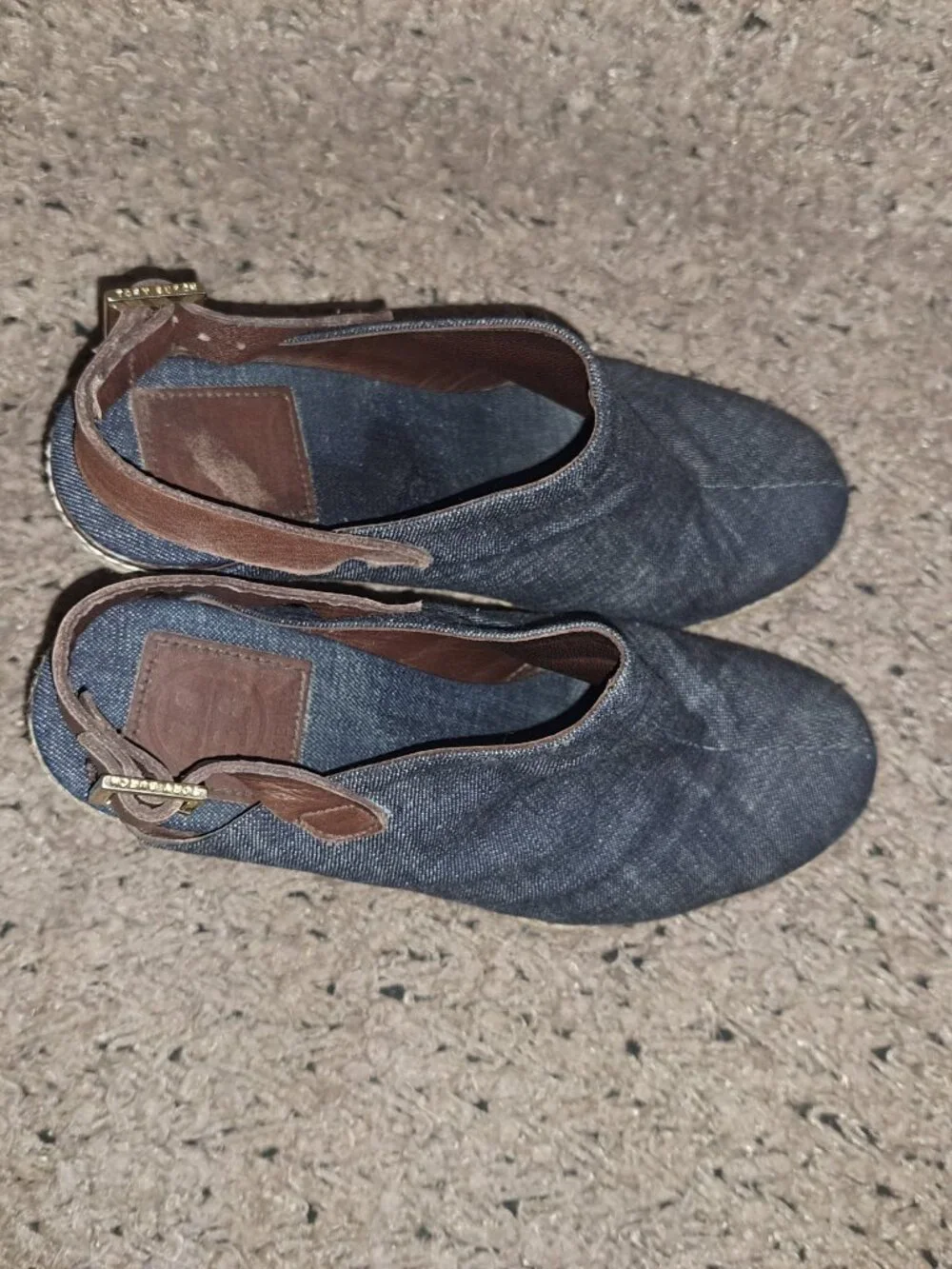 TORY BURCH-Blue Denim/Leather Slingback Platform Espadrille Wedge-SZ 9-Excellent